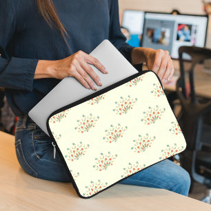 Capa Para Notebook Flores Azuis, Flores Vermelhas, Padrão De Flores
