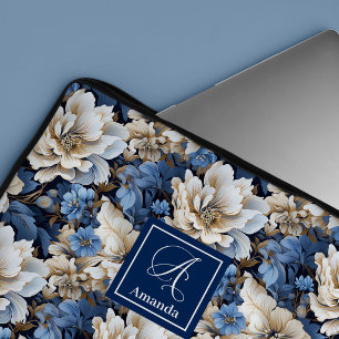 Capa Para Notebook Flores Azuis Modernas Estojo para Laptop Floral El