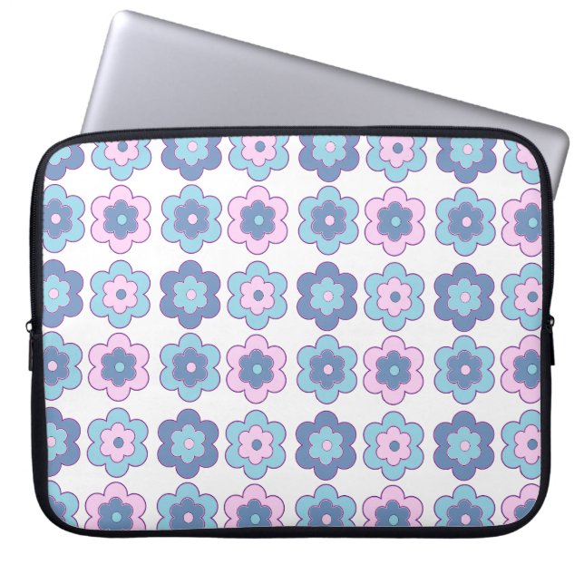 Capa Para Notebook Flores Bolha Retro (rosa e azul) Padrão (Frente)