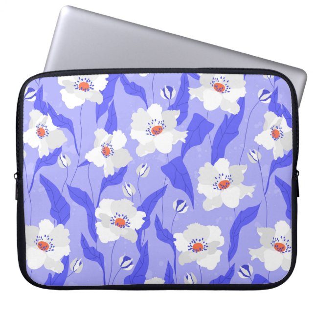 Capa Para Notebook Flores brancas de papoila têm um padrão perfeito.  (Frente)