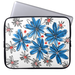 Capa Para Notebook Flores brancas e azuis