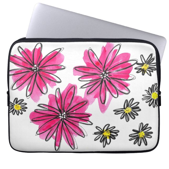 Capa Para Notebook Flores Brancas e Rosa Quiméricas (Frente)