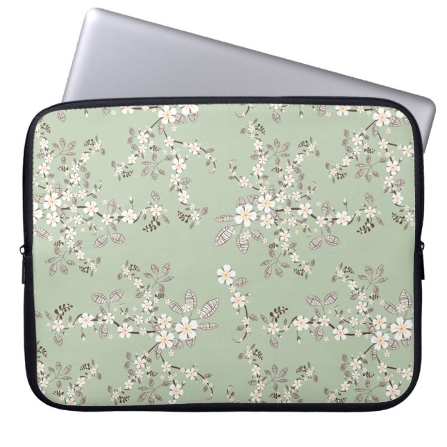 Capa Para Notebook Flores brancas lindíssimas vinhas florescem (Frente)