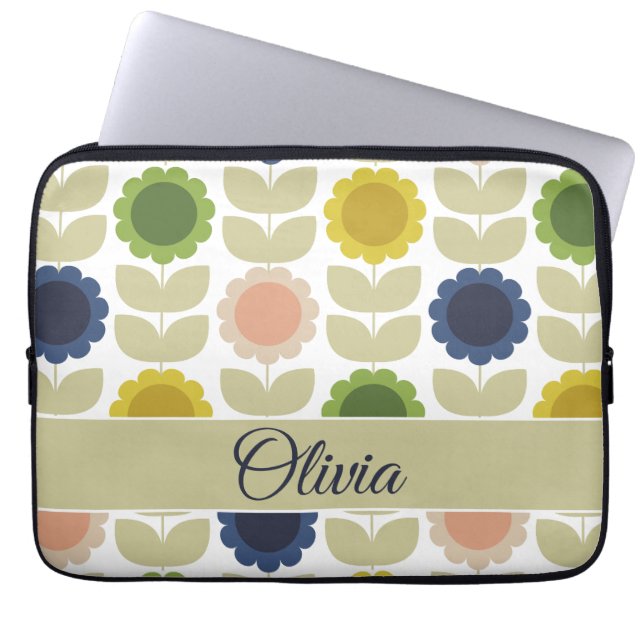 Capa Para Notebook Flores Caules Verão Groovy Retrô (Frente)