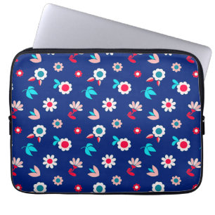 Capa Para Notebook Flores Coloridas em um Fundo Azul Escuro