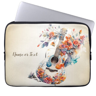 Capa Para Notebook Flores Coloridas Instrumento Musical de Violão Ele