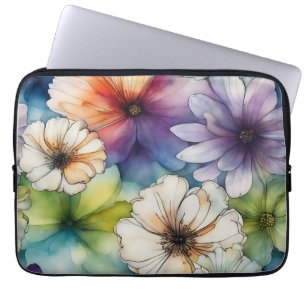 Capa Para Notebook Flores Coloridas Sem Costura em Aquarela