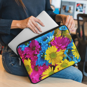 Capa Para Notebook Flores Coloridas, Visitas - Cor-de-rosa amarelo az