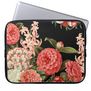 Capa Para Notebook flores cor-de-rosa botânicas do vintage moderno