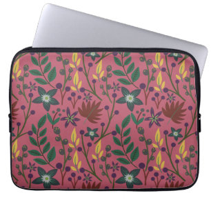Capa Para Notebook Flores cor-de-rosa com padrão uniforme floral folh