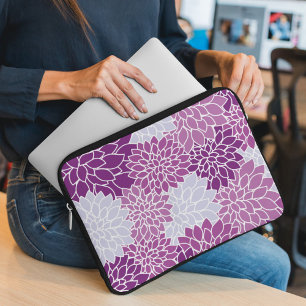 Capa Para Notebook Flores Dahlia, Padrão De Flores, Dahlia Roxa