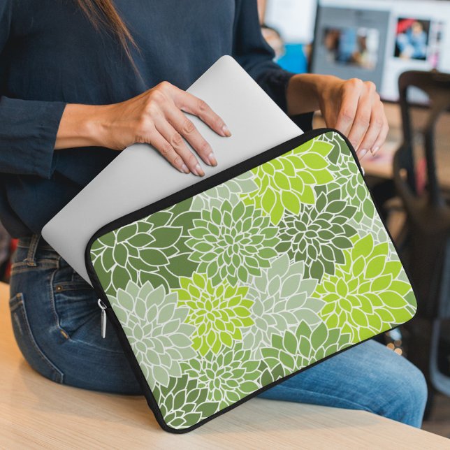 Capa Para Notebook Flores Dahlia, Padrão De Flores, Dahlia Verde (Criador carregado)