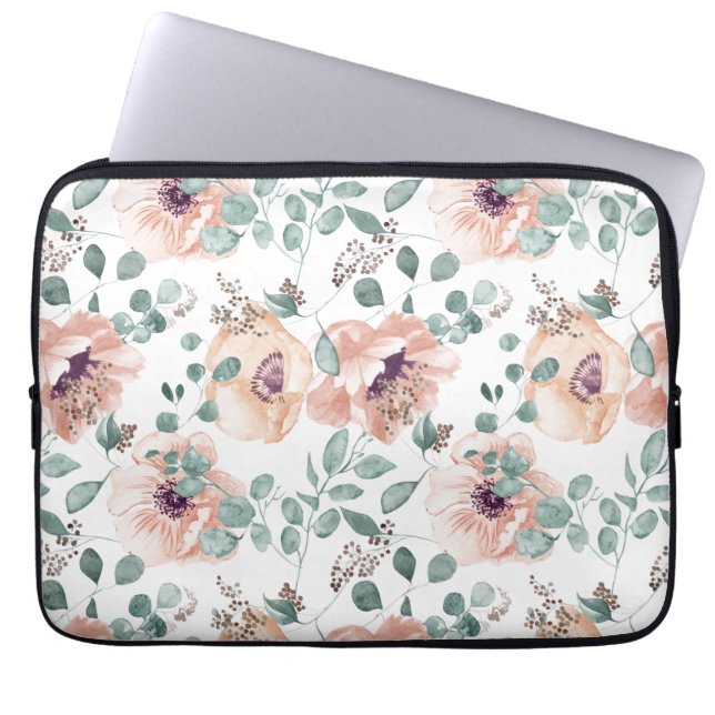 Capa Para Notebook Flores de Aquarela Chic Blush (Frente)