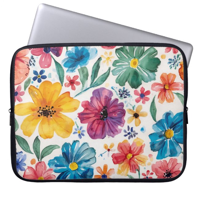 Capa Para Notebook Flores de Aquarela Fofas (Frente)