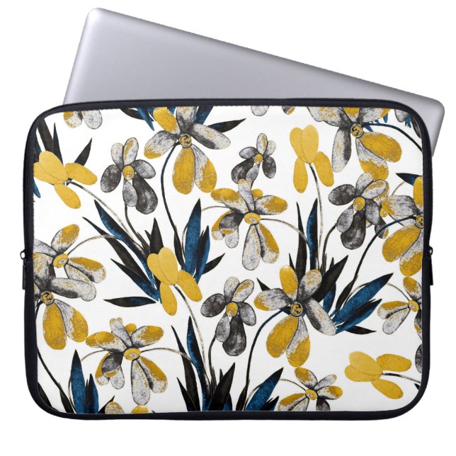 Capa Para Notebook Flores de aquarela: padrão de verão vibrante. (Frente)