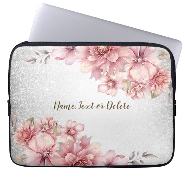 Capa Para Notebook Flores de Aquarela Rosa Brilhantes Brilhantes Mode (Frente)