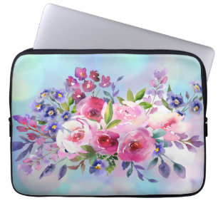 Capa Para Notebook Flores de Aquarelas Neoprene Bolsa de laptop de 13