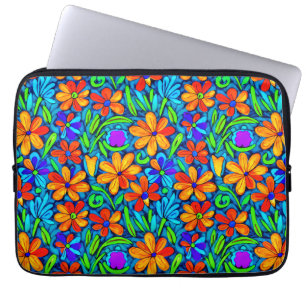 Capa Para Notebook Flores de Arte Folclórica Brilhantes