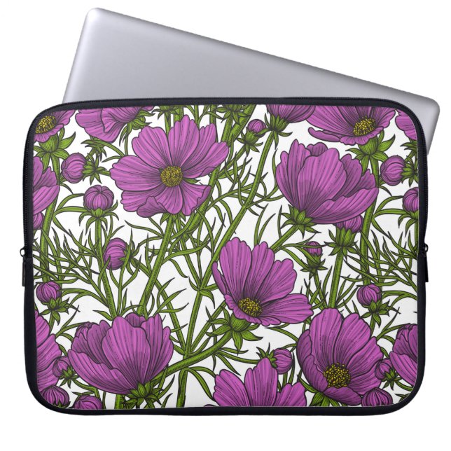 Capa Para Notebook Flores de cosmos violetas (Frente)