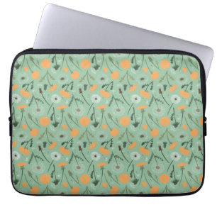 Capa Para Notebook Flores de Dandelion Padrão Floral Laranja