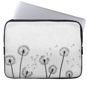Capa Para Notebook Flores de Dente-de-Leão Pappus Esporos Cinza