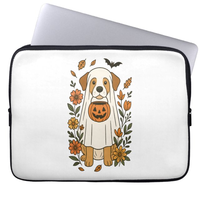 Capa Para Notebook Flores de Halloween Labrador Retriever (Frente)