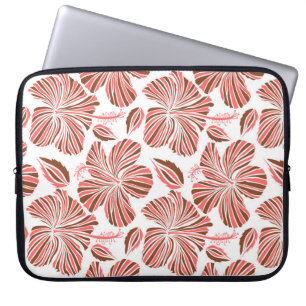 Capa Para Notebook Flores de hibisco havaianas: estilo tropical marro