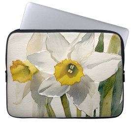 Capa Para Notebook Flores de Íris em Aquarela Moderna