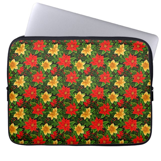Capa Para Notebook Flores de Natal Padrão Sem Costura-69956 (Frente)