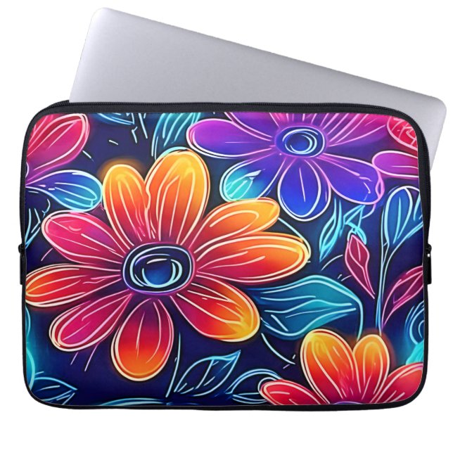 Capa Para Notebook Flores de Neon Florescem Radiantes (Frente)
