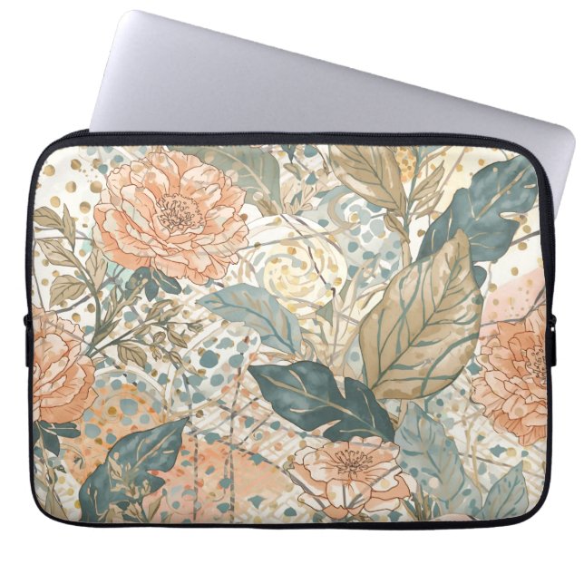 Capa Para Notebook Flores de Pêssego em Flor e Padrão Bonito , (Frente)