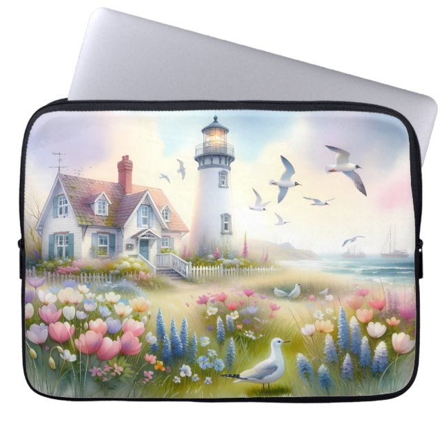 Capa Para Notebook Flores de Primavera pela Casa de Campo Costeira Fa (Frente)