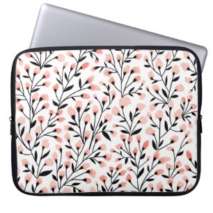 Capa Para Notebook Flores De Rabo: Coral Floral Sem Costura.