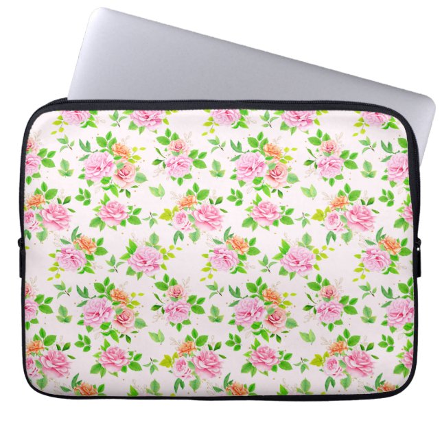 Capa Para Notebook Flores De Rosa Floral Padrão-23656 (Frente)