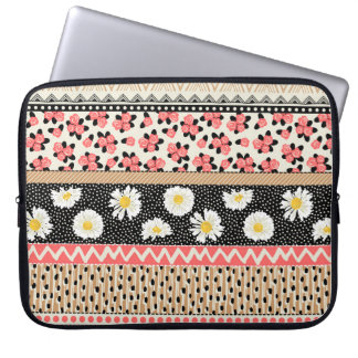 Capa Para Notebook Flores Decorativas: Padrão de Azulejo de Patchwork