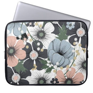 Capa Para Notebook Flores delicadas: padrão sem costura desenhado à m