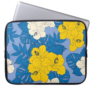Capa Para Notebook Flores e folhas de hibisco