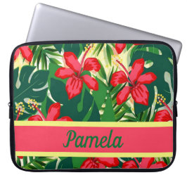 Capa Para Notebook Flores e folhas tropicais