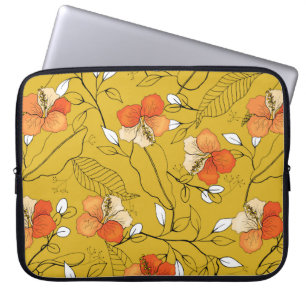 Capa Para Notebook Flores e folhas tropicais, sem costura