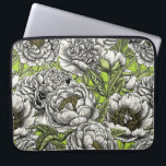 Capa Para Notebook Flores e mariposas brancas<br><div class="desc">Flores e mariposas de pénia desenhadas à mão,  padrão vetorial sem costura</div>