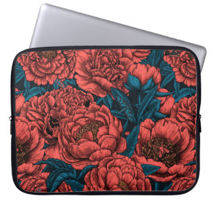 Capa Para Notebook Flores e mariposas de ervilhas vermelhas