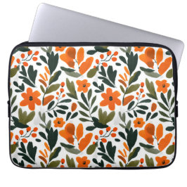 Capa Para Notebook Flores Elegantes de Primavera em Laranja - Padrão