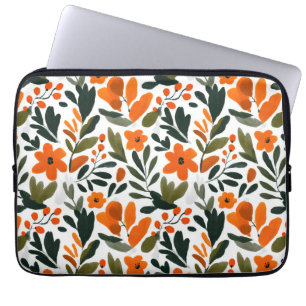 Capa Para Notebook Flores Elegantes de Primavera em Laranja - Padrão