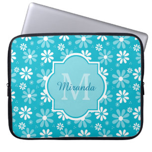 Capa Para Notebook Flores femininos da margarida de turquesa do