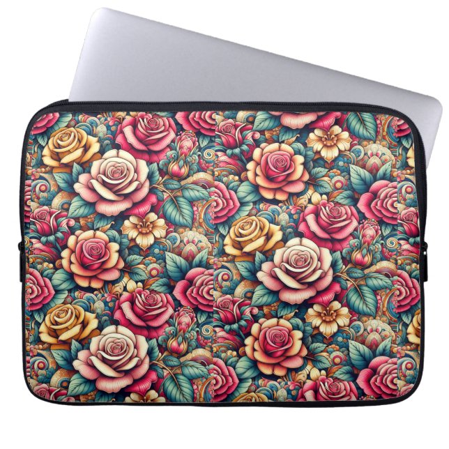 Capa Para Notebook Flores florais coloridas (Frente)