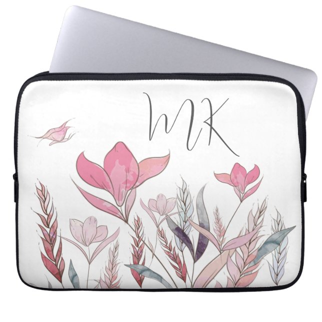 Capa Para Notebook Flores Florais de Aquarela Personalizadas Arte Flo (Frente)