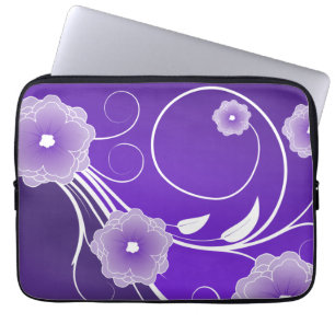 Capa Para Notebook Flores florais roxas & redemoinhos
