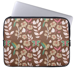 Capa Para Notebook Flores, flores, folhas, borboletas, sem costura,