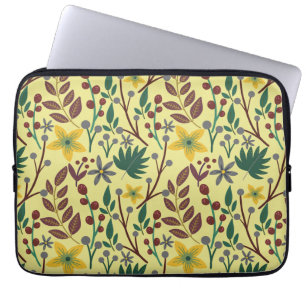 Capa Para Notebook Flores, flores, folhas, ramos, sem costura,
