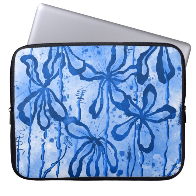 Capa Para Notebook Flores Inclusas Azul (Frente)